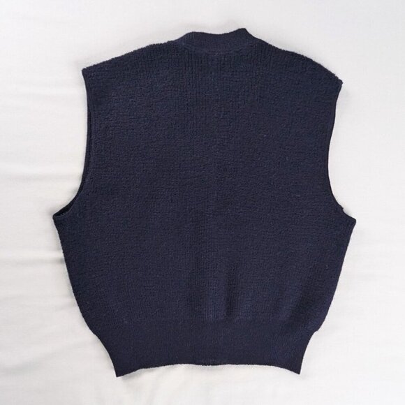 VTG Navy Blue Wool Knit Button Front Sweater Vest Academia Revival - Picture 2 of 5
